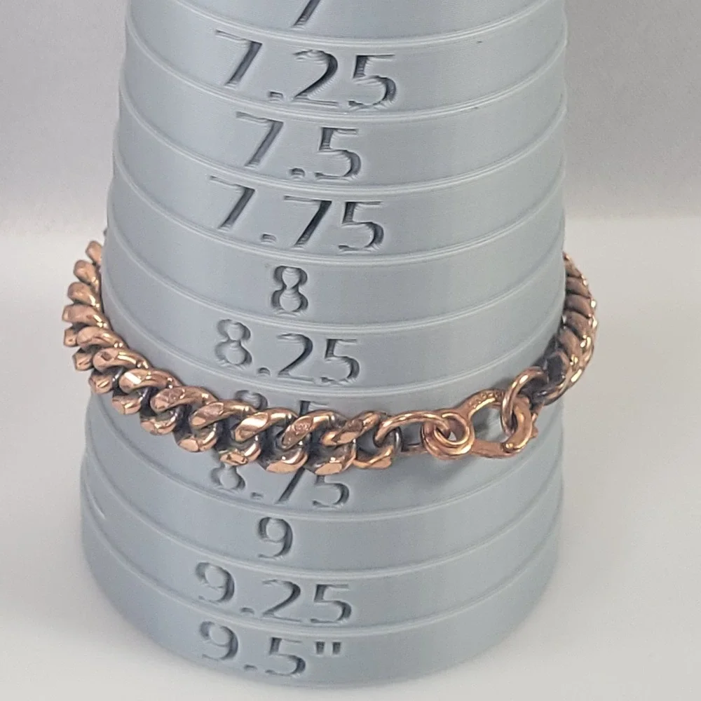 Vintage Solid Copper Curb Link Bracelet 8.5 Inch Unisex Chunky Cuban Chain Boho